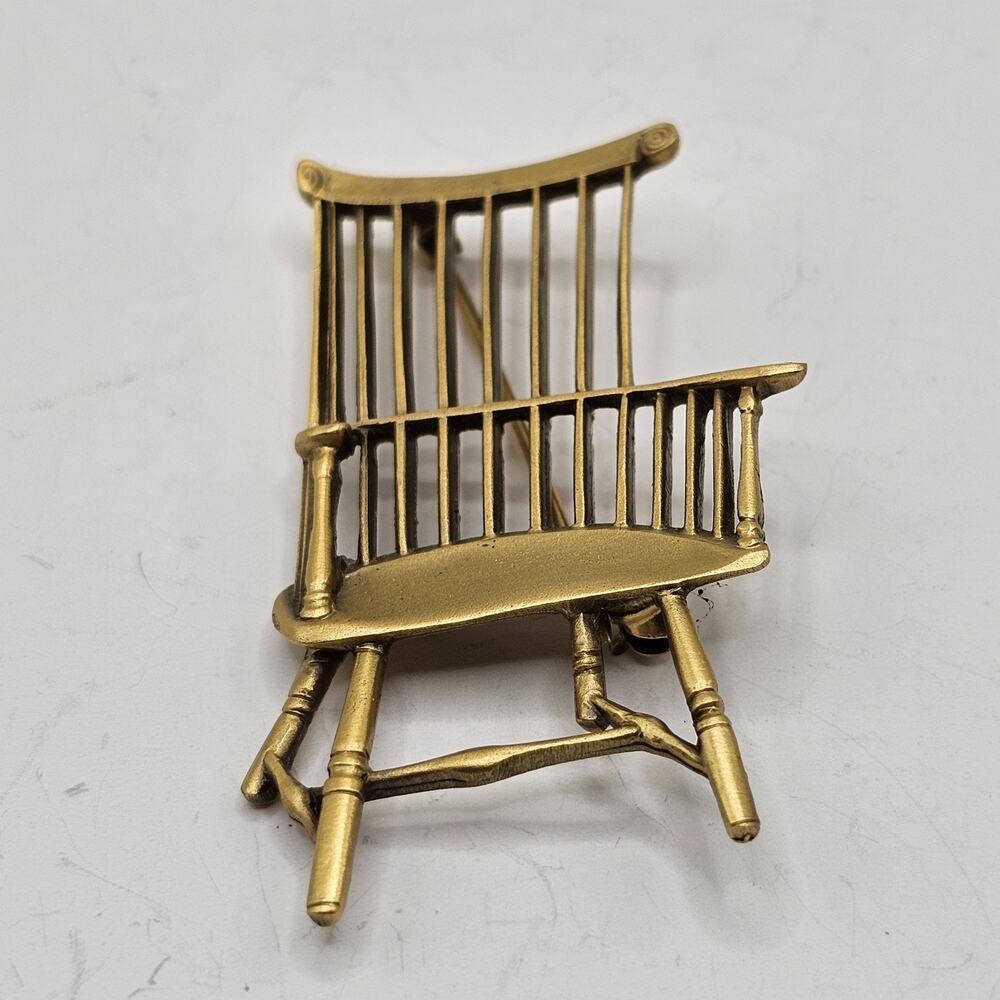 Vintage Stick Windsor Chair Brooch Pin By P&E Detailed Trompe l'oeil